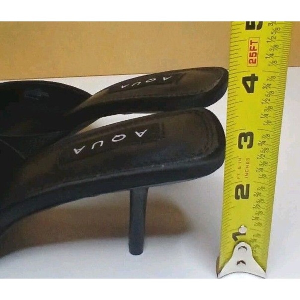 AQUA Women's Sz 7.5 Embellished Stiletto Mules Onyx Black Slip-on Sparkle NIB - Picture 10 of 16